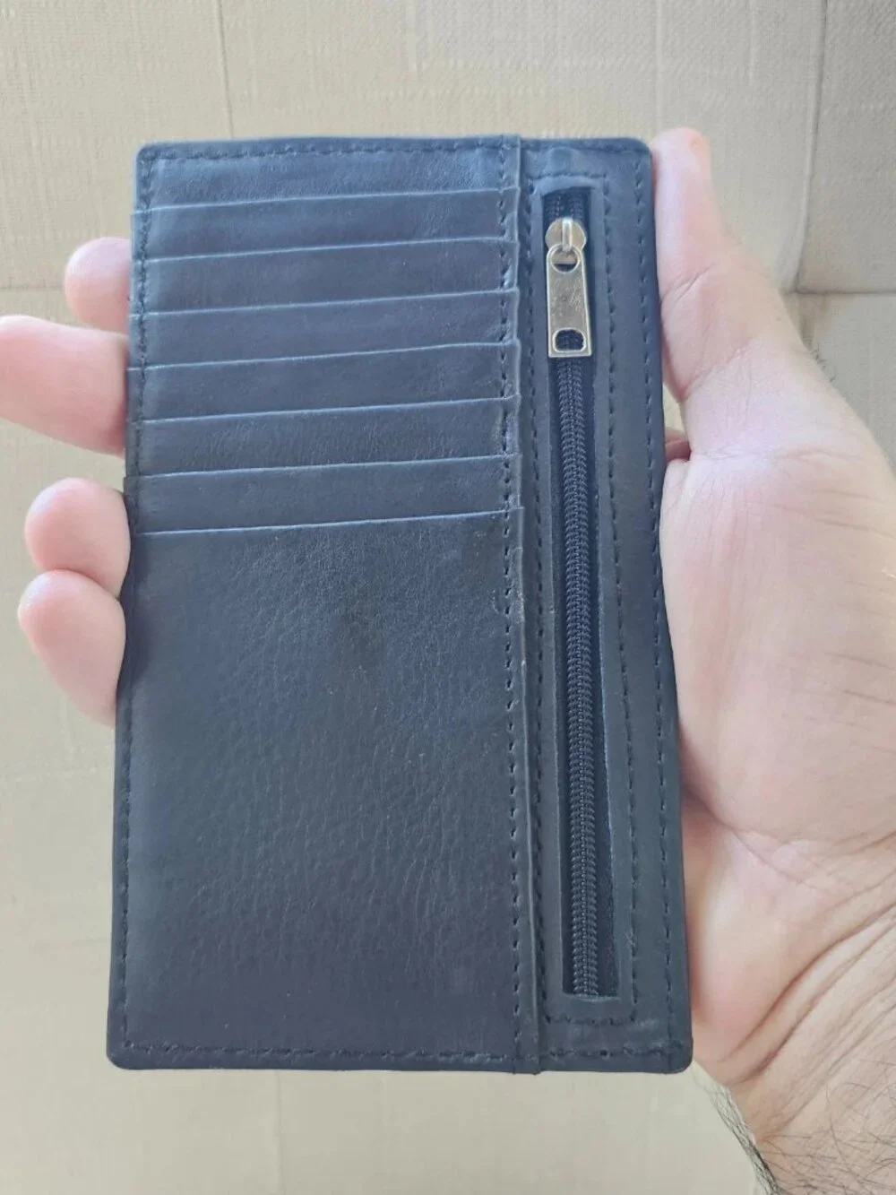 Leather Long Wallet Unisex Card Holder Blak Genuine Leather Handmade Clutch
